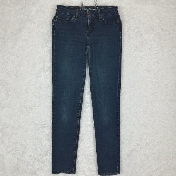 Eddie Bauer Womens Jeans Slim Straight Leg Blue Denim Curvy Dark Wash Low Rise 0 - Picture 1 of 14